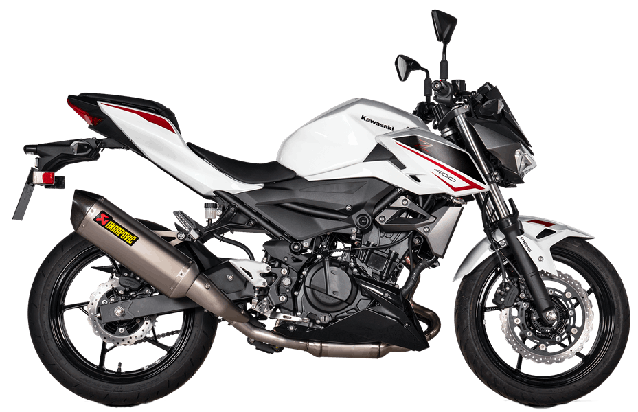 AKRAPOVIC Slip-On Line Muffler in titanium, designed for enhanced motorcycle performance, featuring a sleek, polished finish.