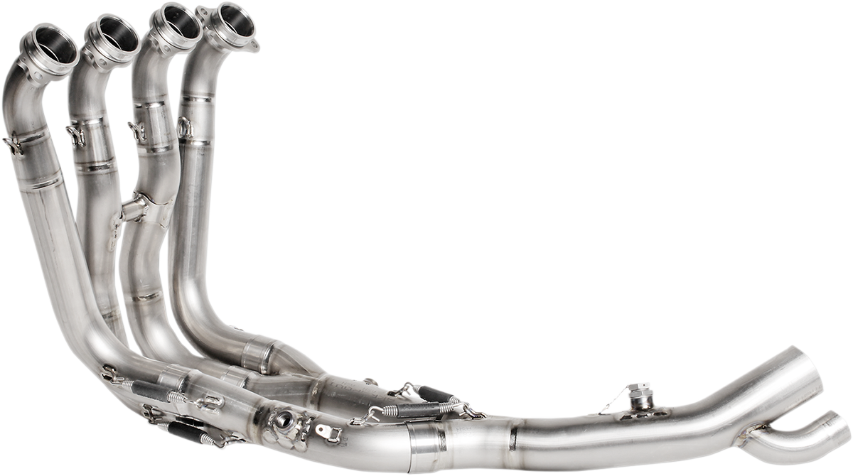 AKRAPOVIC stainless steel motorcycle header E-B10R5 designed for enhanced performance and durability, with polished metal surface.