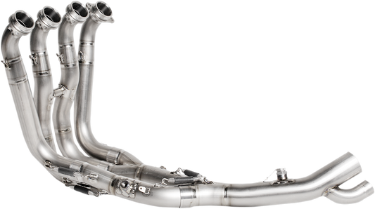 AKRAPOVIC stainless steel motorcycle header E-B10R5 designed for enhanced performance and durability, with polished metal surface.