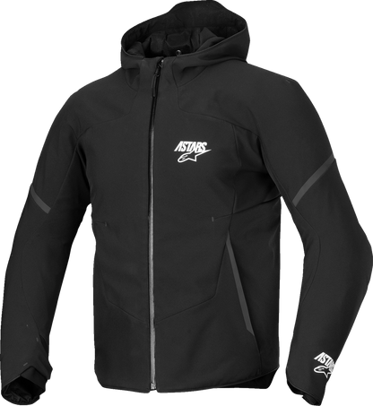 Alpinestars Aeroshell Waterproof Jacket in black, 3XL, softshell style for riders, with a sleek, weather-resistant design.