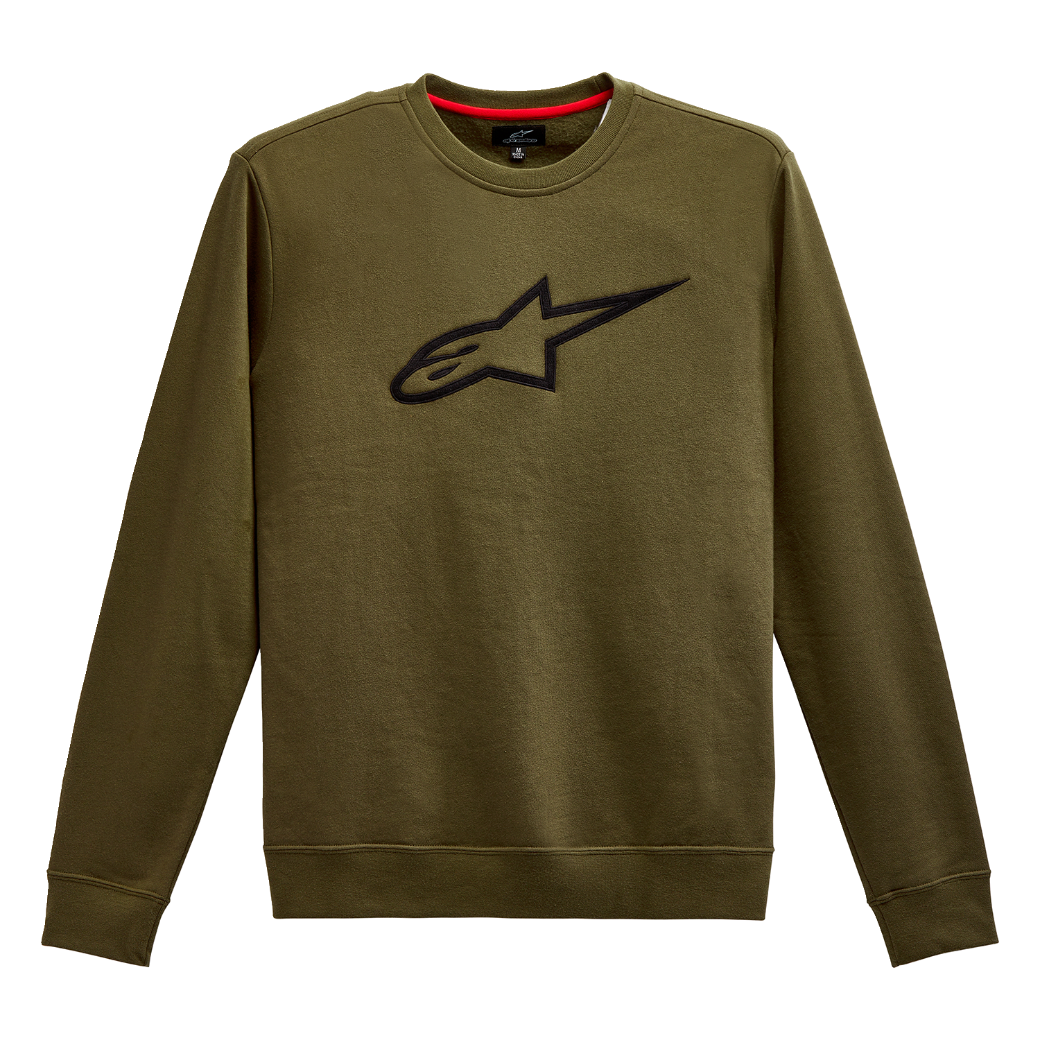 Alpinestars Ageless Crew Fleece in 2XL Military and Black, made of comfortable cotton-polyester blend, displayed flat.