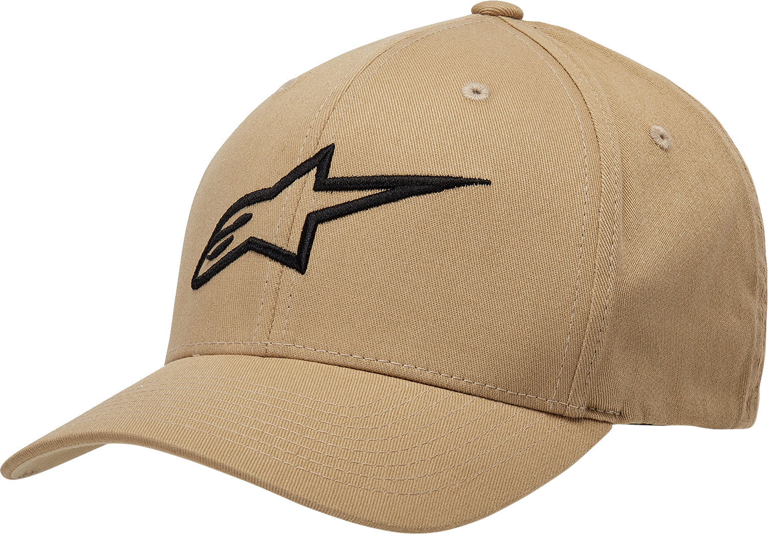 Alpinestars Ageless Curve Hat in Sand and Black, small/medium size, with curved brim and adjustable strap.