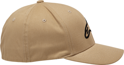 Alpinestars Ageless Curve Hat in Sand and Black, small/medium size, with curved brim and adjustable strap.