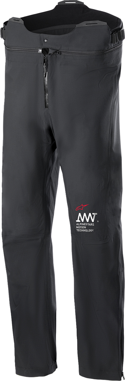 Alpinestars AMT Storm Gear Drystar XF waterproof motorcycle riding pants in medium, featuring reinforced knee areas and adjustable waist.