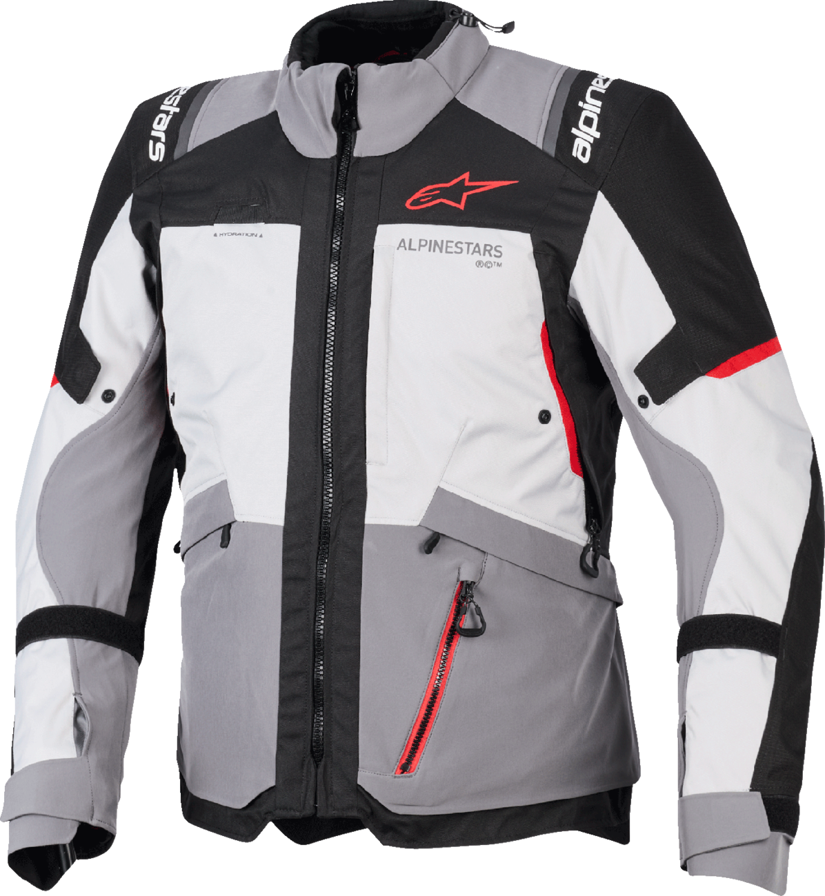Alpinestars Andes v4 Drystar waterproof adventure motorcycle jacket in size large, black with reflective detailing.