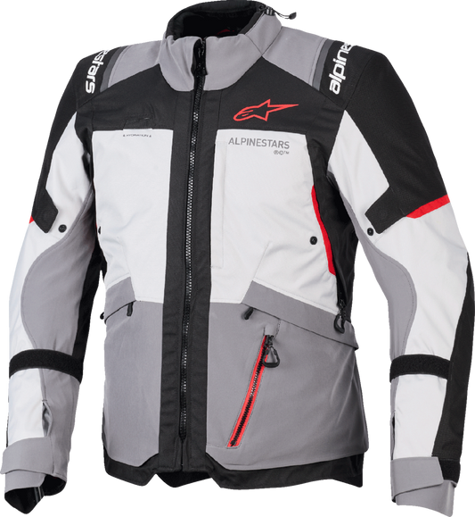 Alpinestars Andes v4 Drystar waterproof adventure motorcycle jacket in size large, black with reflective detailing.