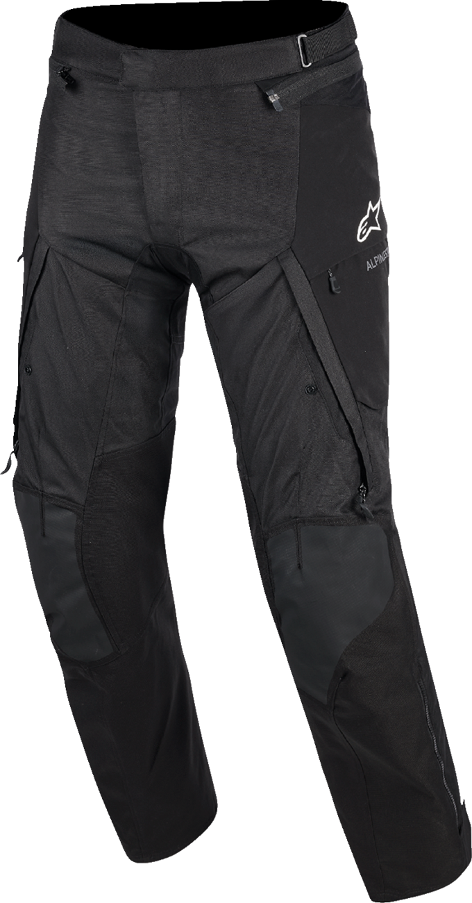 Alpinestars Andes v4 Drystar® motorcycle pants in black, 4XL, featuring reinforced knee areas and adjustable waist straps.
