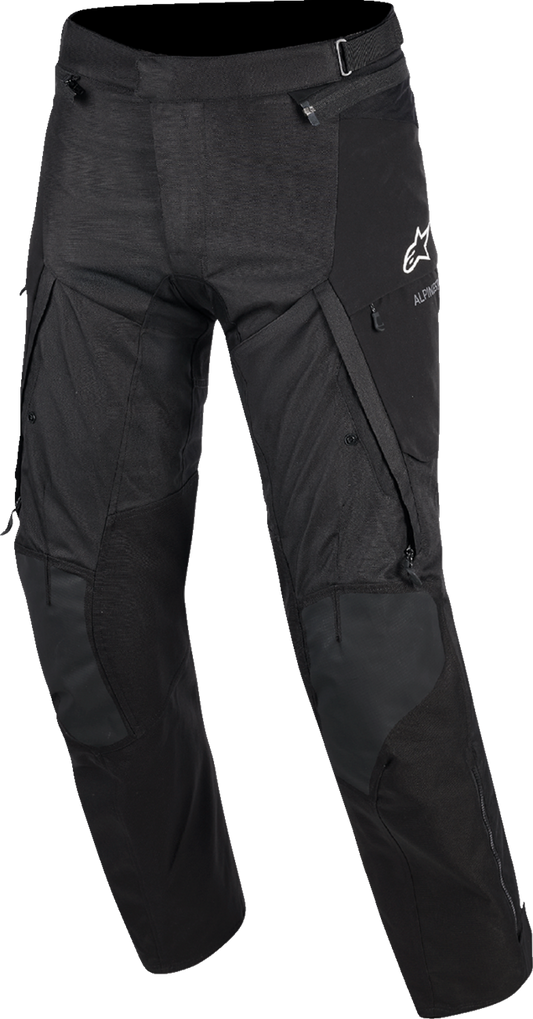 Alpinestars Andes v4 Drystar® motorcycle pants in black, 4XL, featuring reinforced knee areas and adjustable waist straps.