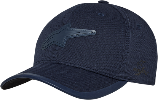 Alpinestars Astound Tech Hat in navy, large/XL, featuring a structured design with logo embroidery, front view.