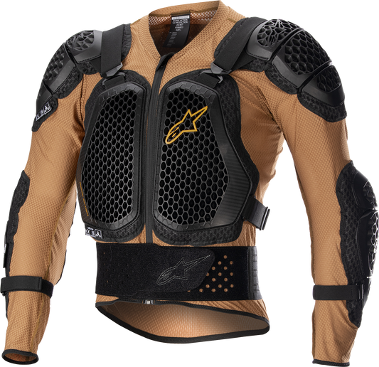 Alpinestars Bionic Action v2 protection jacket in camel and black, large size, with armored panels for motorcycling safety
