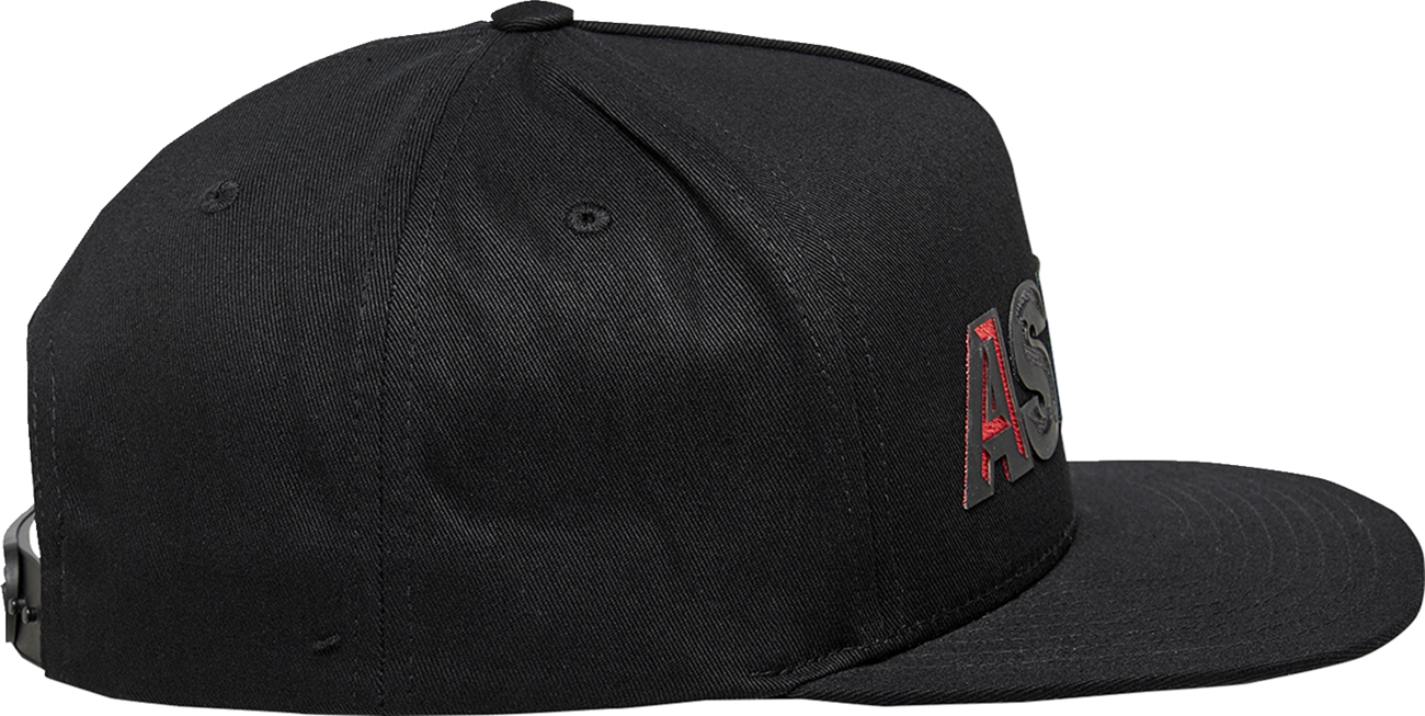 Alpinestars Candy Hat in black with a curved brim and adjustable strap, featuring the Alpinestars logo on the front.