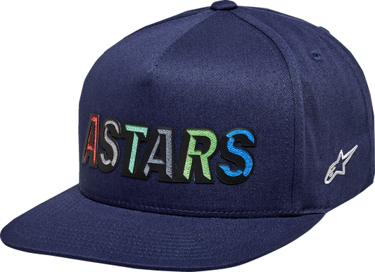 Alpinestars Candy Hat in navy with embroidered logo, ripstop tiger camo fabric, one size adjustable, casual streetwear style.