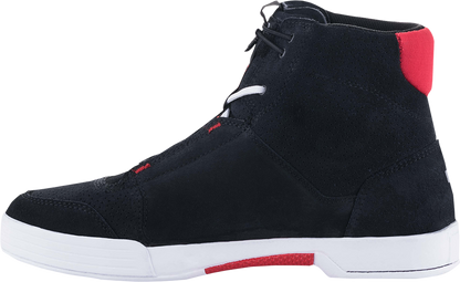 Alpinestars Chrome Shoes in black, white, and red with US 9.5 size, featuring sleek design and branded detailing.