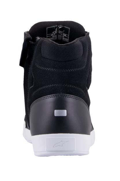 Alpinestars Chrome waterproof shoes in black and white, US size 10, featuring durable design and stylish branding.