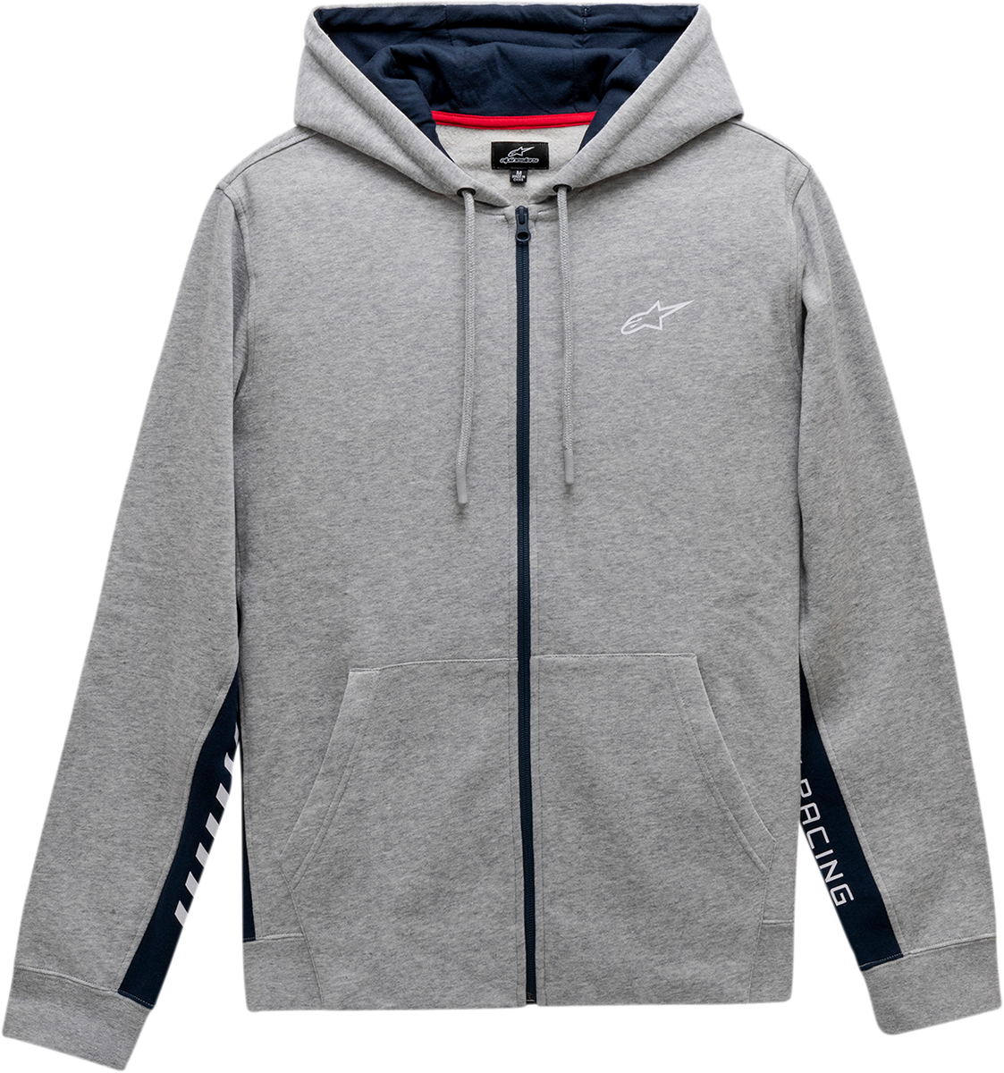Alpinestars Claim Heather Gray Hoodie in large size with zip front fleece and logo graphics, casual and comfortable outerwear.