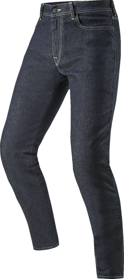 Alpinestars Copper V3 Denim Pants in blue, US 28, EU 44, displayed with front pockets and stylish design.