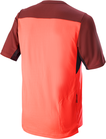 Alpinestars Drop 6.0 V2 short-sleeve jersey in coral and black, medium size, featuring a lightweight, breathable design.