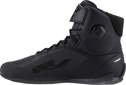 Alpinestars Faster-4 road cycling shoes in black, US size 9.5, with Velcro straps and lightweight design for cycling comfort.