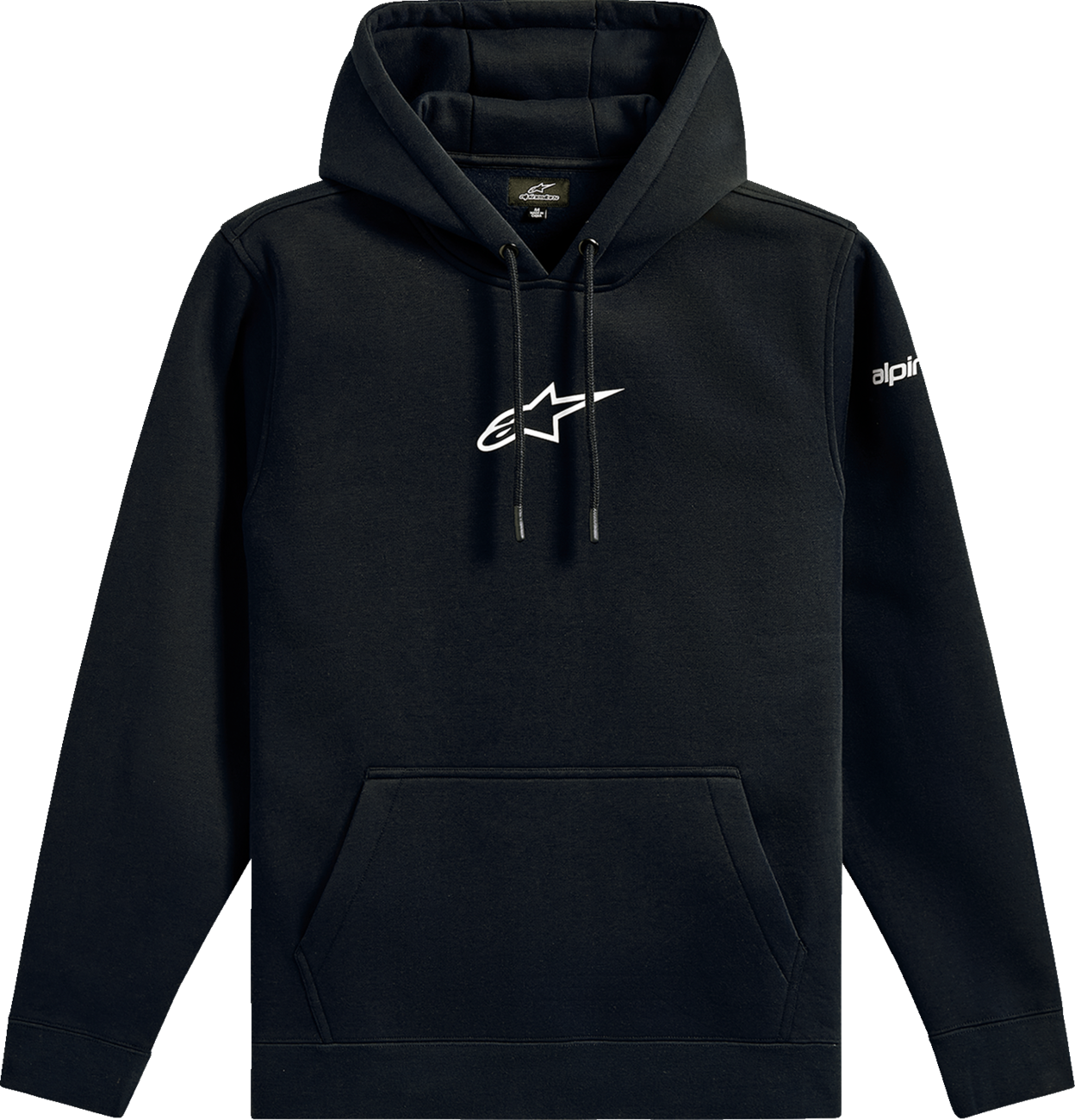 Alpinestars black frontal pullover hoodie in 2XL with gradation fade print and logo details on the front.