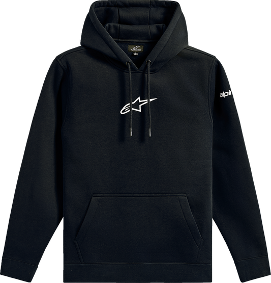 Alpinestars black frontal pullover hoodie in 2XL with gradation fade print and logo details on the front.