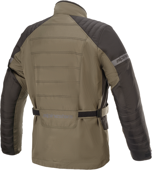 Alpinestars Gravity Drystar® motorcycle jacket in green, size small, featuring protective armor and waterproof fabric.
