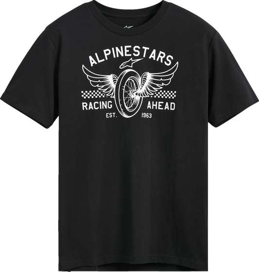 Black Alpinestars Heritage Patch CSF T-Shirt in large size, featuring a prominent chest patch and brand logo on the front.