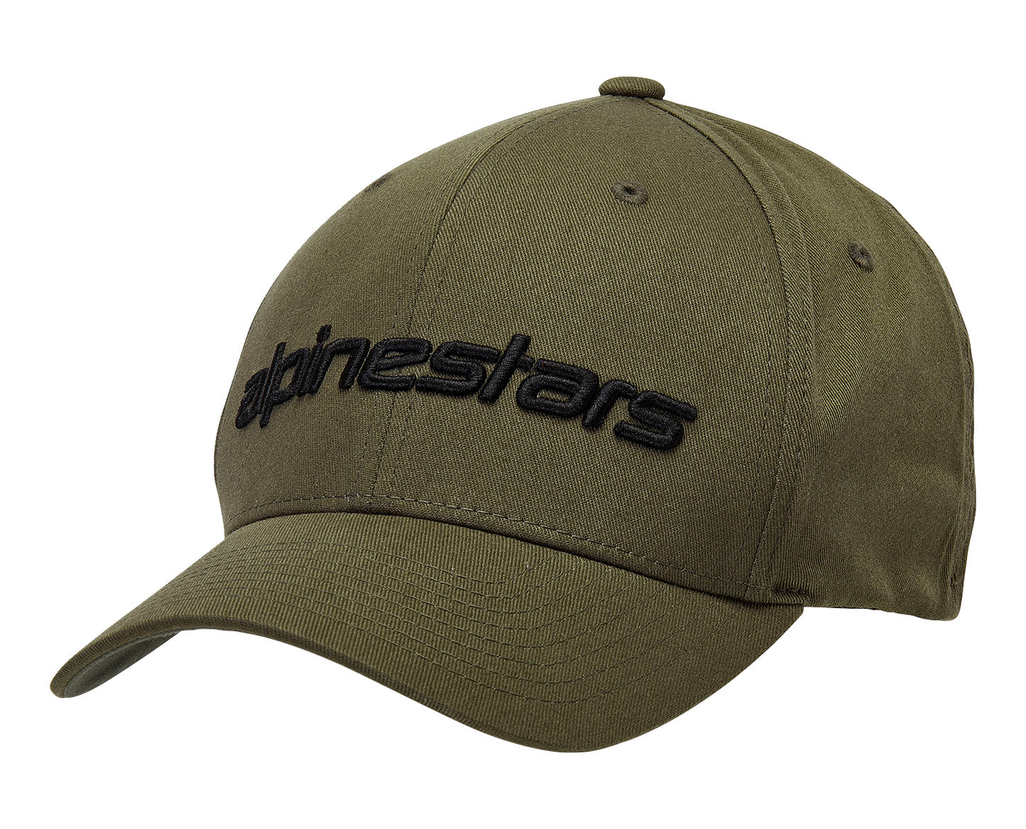 Alpinestars Linear Hat in military black, small/medium size with logo embroidery, casual headwear for outdoor activities.