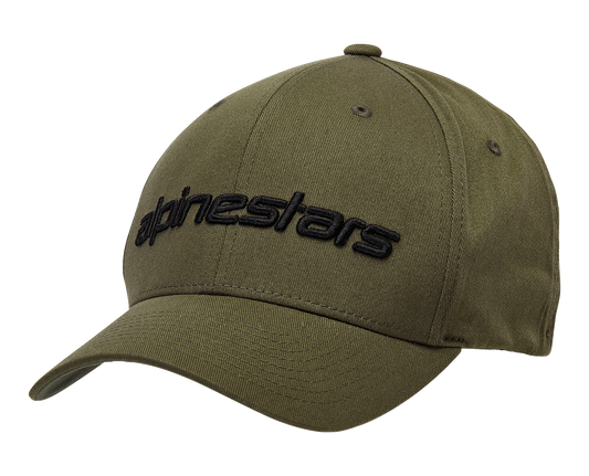 Alpinestars Linear Hat in military black, small/medium size with logo embroidery, casual headwear for outdoor activities.