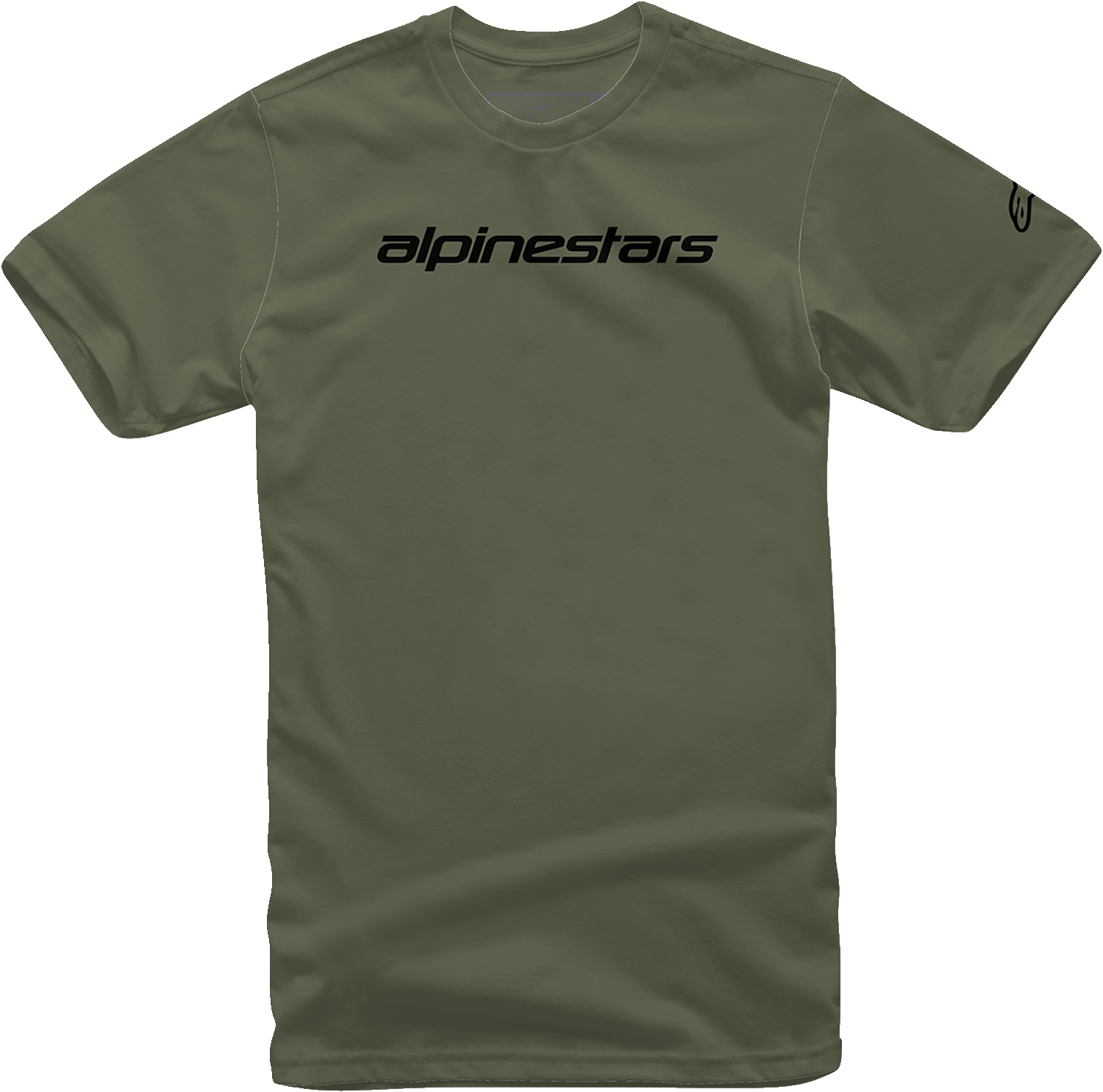 Alpinestars Linear Wordmark T-Shirt in military black, medium size, featuring the Alpinestars logo on the chest.