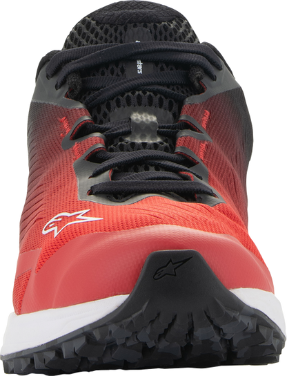 Alpinestars Meta Road V2 shoes in red, black, and white with durable, breathable performance design, US size 8.