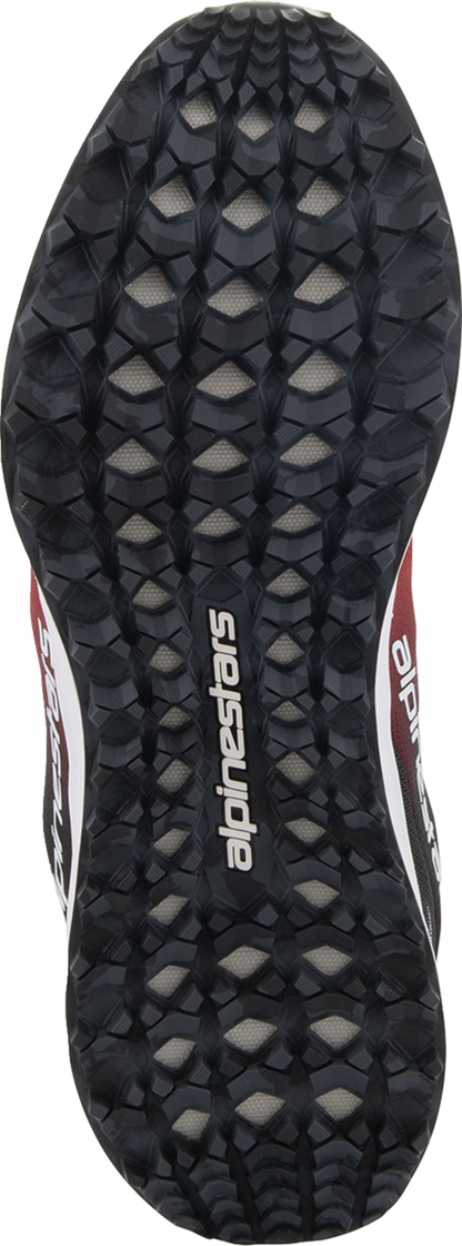 Alpinestars Meta Road V2 shoes in red, black, and white, US 8, showcasing durable, breathable performance footwear design.