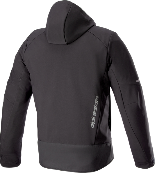 Alpinestars Neo Waterproof Jacket in black, medium size, showcasing the sleek design and waterproof fabric for outdoor protection.