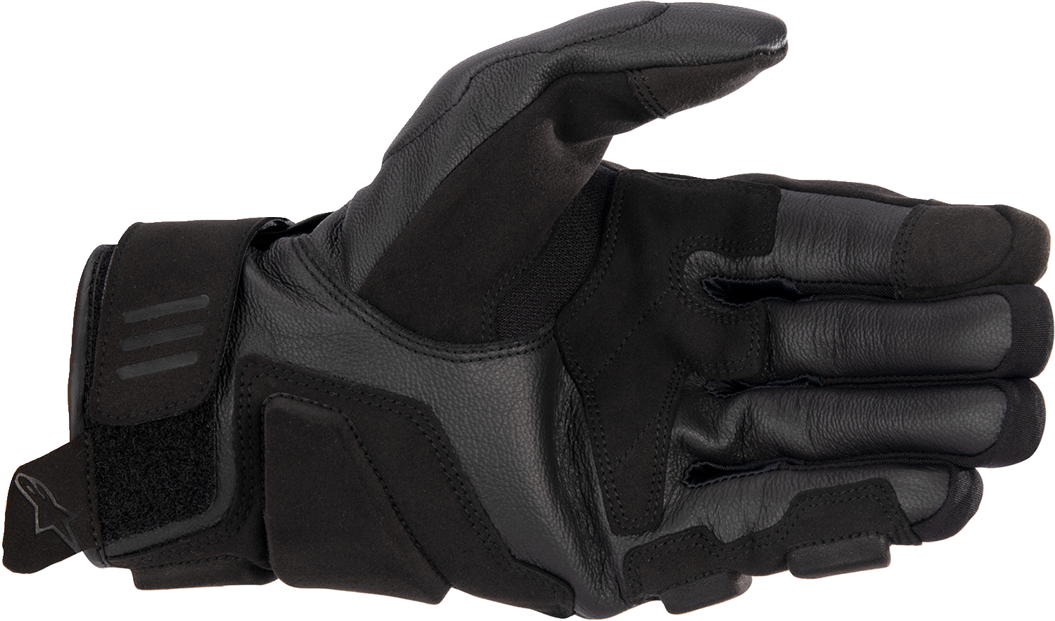 Alpinestars Phenom gloves in black and white, 2XL size, showing padded racing gloves with adjustable wrist strap.
