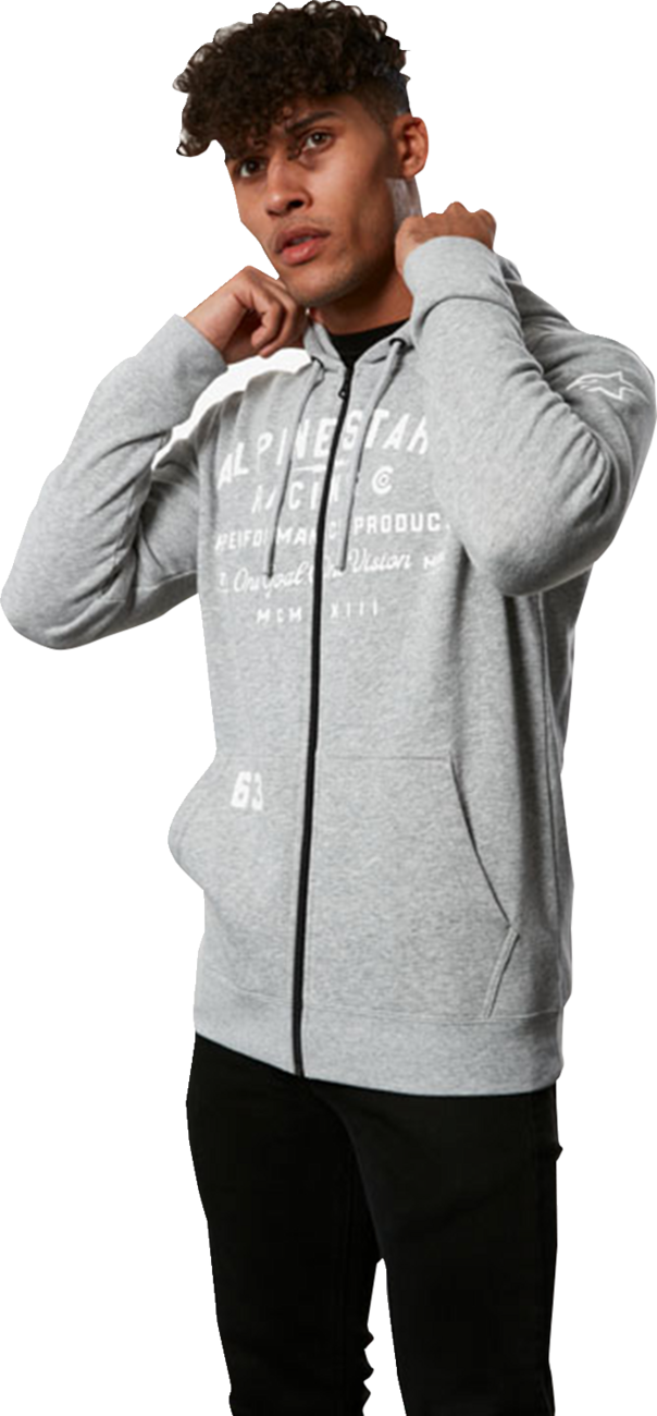 Alpinestars Region Hoodie in Heather Gray, 2XL, featuring a cozy fleece material with Heritage logo design.