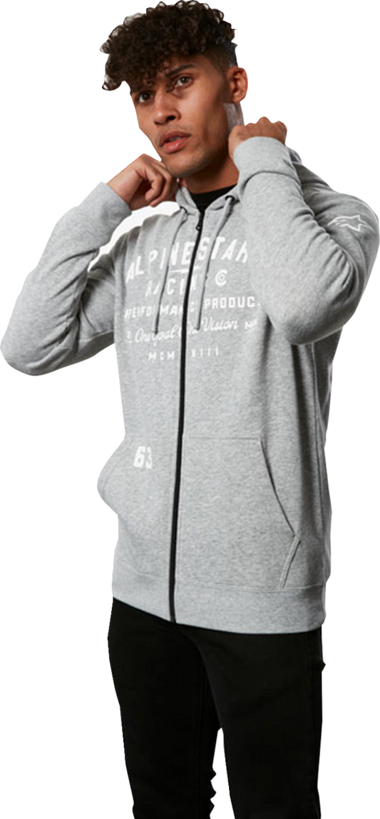 Alpinestars Region Hoodie in Heather Gray, 2XL, featuring a cozy fleece material with Heritage logo design.