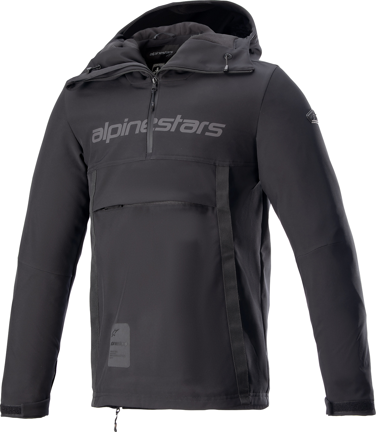 Alpinestars Sherpa Jacket in black, XL size, showing its 3-layer softshell fabric and practical, comfortable design.