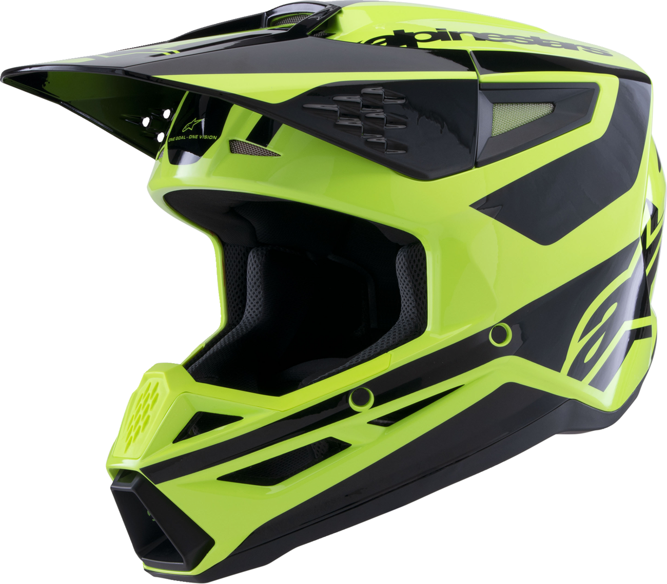 Alpinestars SM3 helmet in gloss yellow fluo and black, large size, featuring a sleek aerodynamic design and ventilation.