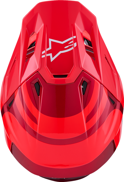 Alpinestars SM7 helmet in gloss red with size XL, featuring advanced off-road racing design, ventilation, and impact protection.