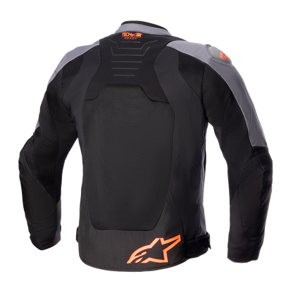 Alpinestars SMX Air Jacket in dark gray, black, and orange fluo, size XL, featuring lightweight, ventilated motorcycle riding gear.