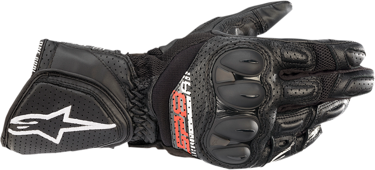 Alpinestars SP-8 V3 Air Gloves in black, size 3XL, featuring protective knuckles and breathable design for motorcycling.