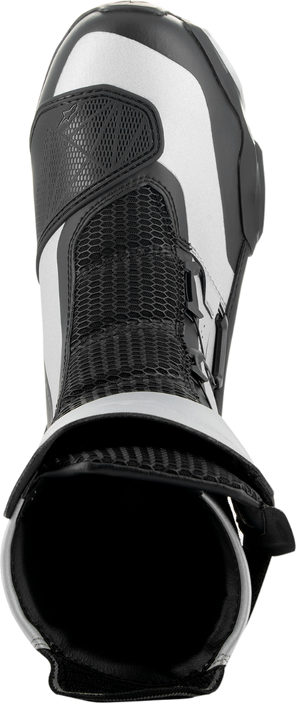 Alpinestars SP-X BOA motorcycle boots in black and silver, EU size 39, with protective design and secure BOA closure system.
