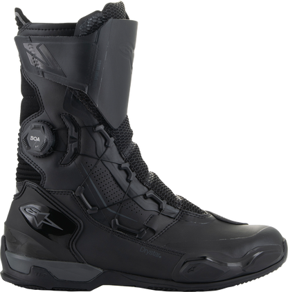 Alpinestars SP-X Boa Drystar waterproof touring motorcycle boots for men, size US 12, with black design and protective features.