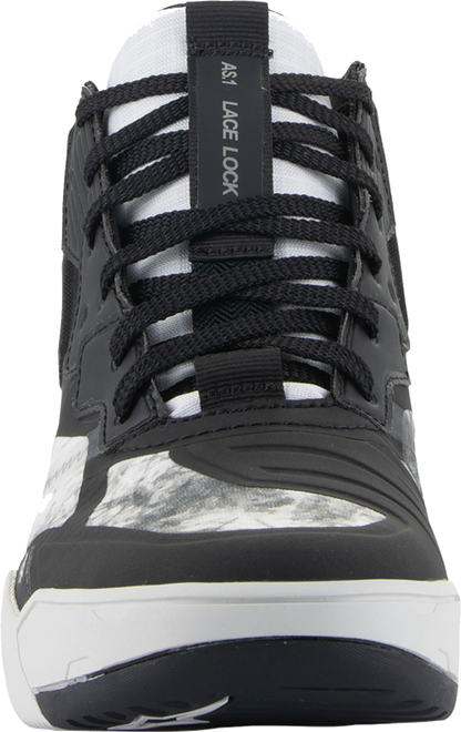 Alpinestars Speedflight Performance Riding Shoes in black, gray, and white, US 13.5, designed for motorcycle riding.