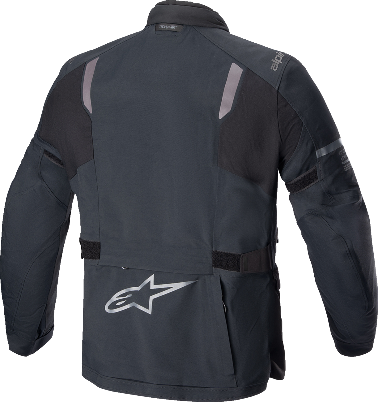 Alpinestars ST-7 2L Gore-Tex motorcycle jacket in black and dark gray, 2XL, with visible waterproof fabric and reflective details.