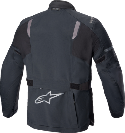 Alpinestars ST-7 2L Gore-Tex motorcycle jacket in black and dark gray, 2XL, with visible waterproof fabric and reflective details.