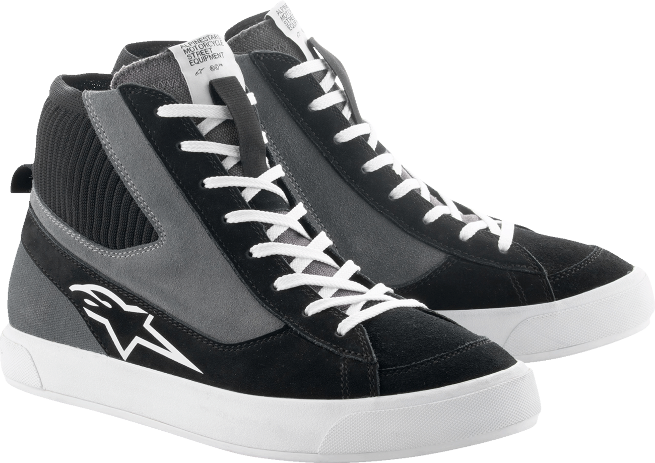 Alpinestars Stated Shoes in black, gray, and white with US 8.5 size, featuring sleek design and sporty look.