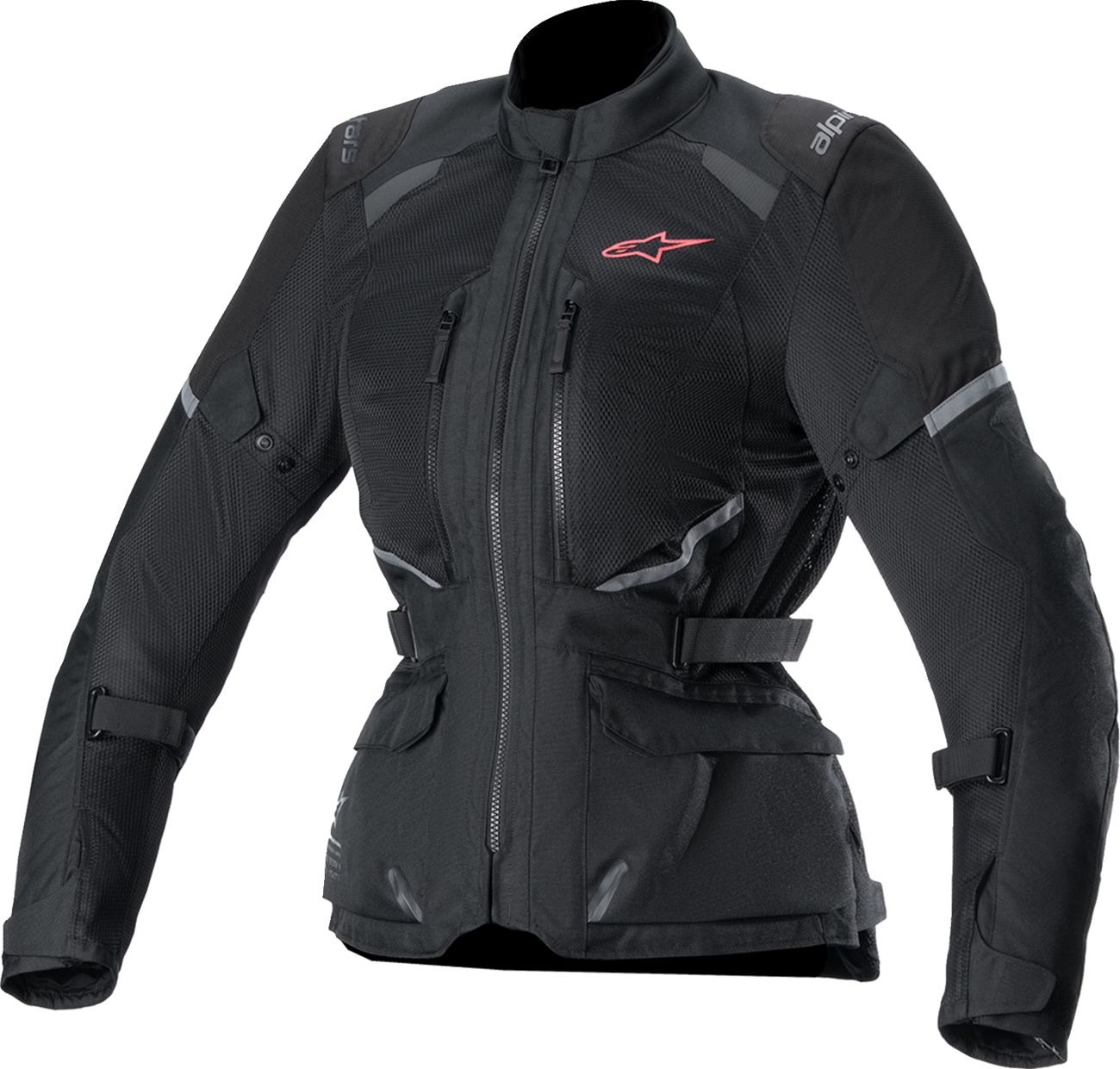 Alpinestars Stella Andes Air Drystar women's motorcycle jacket in black, size XL, with protective padding and breathable fabric.