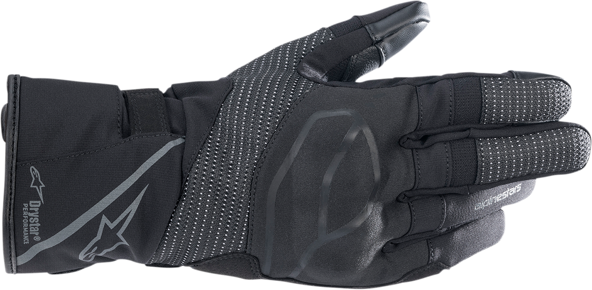 Alpinestars Stella Andes V3 Drystar gloves in black and anthracite, small size, showing the textured leather and protective design