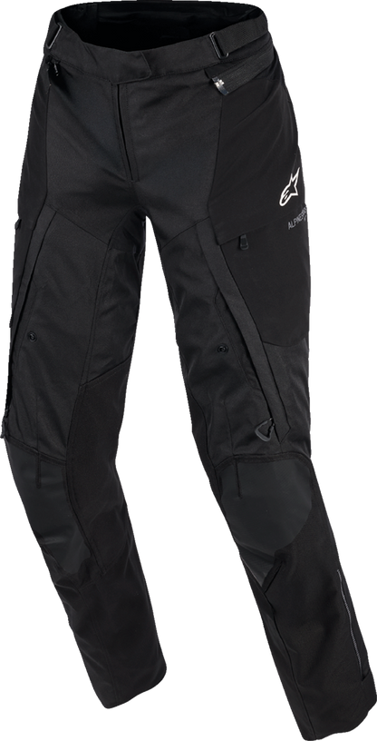 Alpinestars Stella Andes V4 Drystar motorcycle pants in black with XL size, featuring protective armor and durable textile construction.