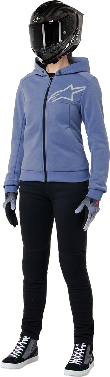 Alpinestars Stella Chrome V2 Sport Hoodie in blue violet and white, 2XL, featuring logo and sporty design.
